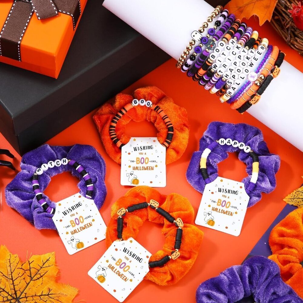 Halloween Bracelets Velvet Scrunchies Party Favors Gift Set For Women View 5